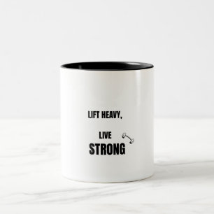 Caneca De Café Em Dois Tons Levante Pesado Viva Forte Motivação Academia de Le