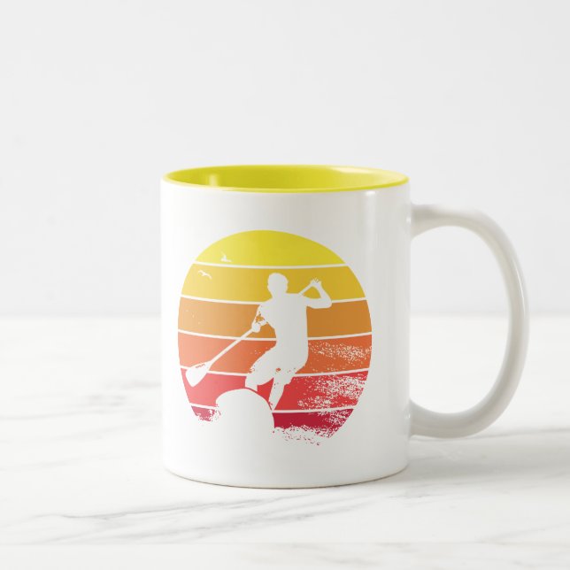 Caneca De Café Em Dois Tons Levante-se e remando o surfista (Direita)