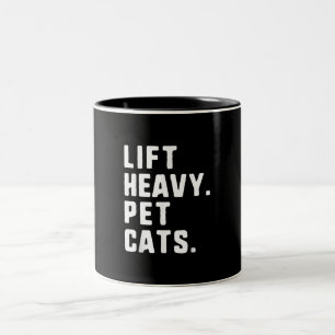 Caneca De Café Em Dois Tons Levantem Gatos Pesados De Pet Engraçados, Giro En