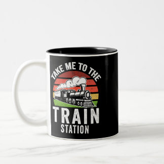 Caneca De Café Em Dois Tons Leve-me à estação de trem Trains