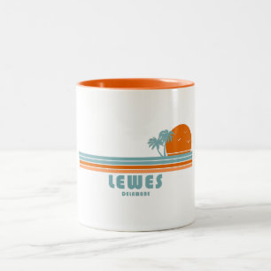 Caneca De Café Em Dois Tons Lewes Delaware Sun Palm Trees
