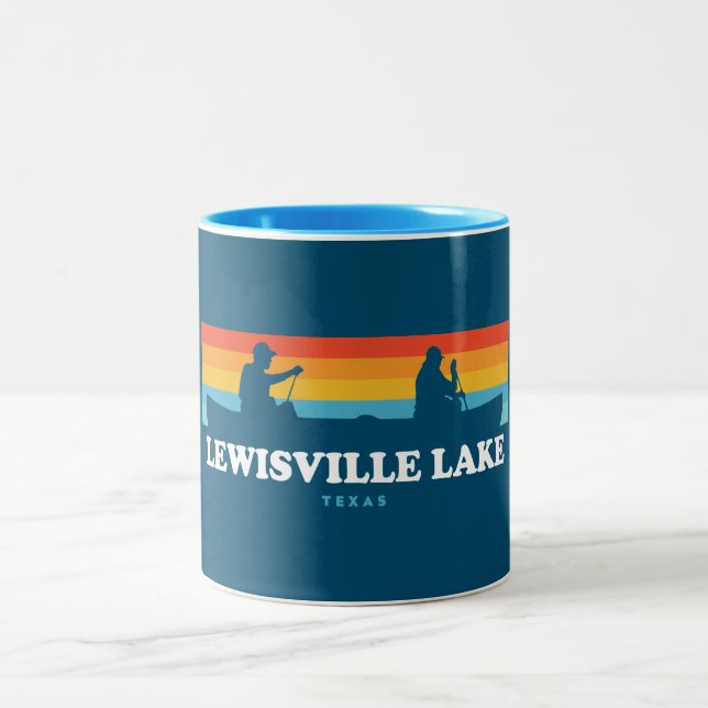 Caneca De Café Em Dois Tons Lewisville Lake Texas Canoe (Centro)