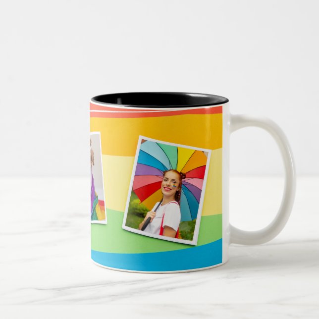 Caneca De Café Em Dois Tons LGBT Gay Lésbica Nome Personalizado Moderno LGBT (Direita)