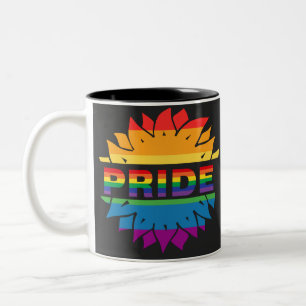 Caneca De Café Em Dois Tons LGBT+Orgulho amor. flor do arco-íris Café Mug