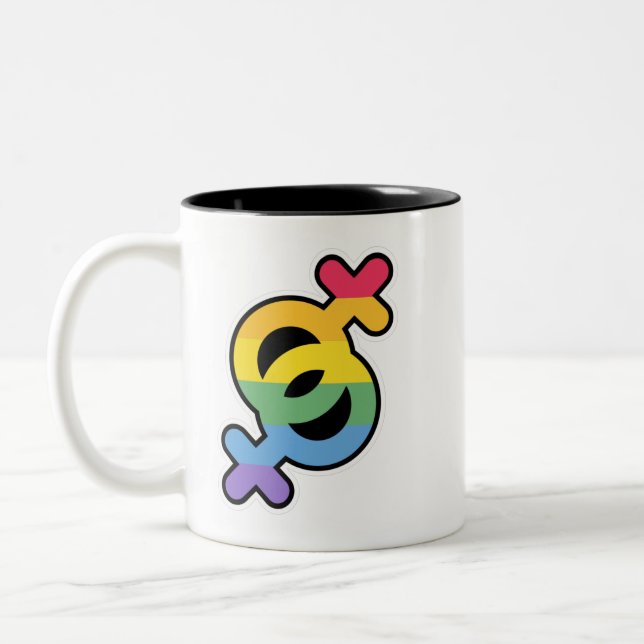 Caneca De Café Em Dois Tons LGBT+Orgulho. Arco-íris. (Esquerda)