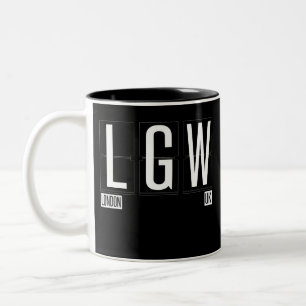 Caneca De Café Em Dois Tons LGW - Código BRITÂNICO do aeroporto de Londres