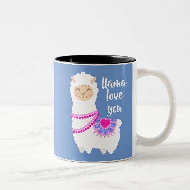 Caneca De Café Em Dois Tons Lhama ama você pun valentines (Direita)