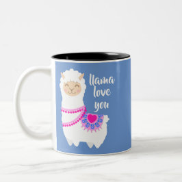 Caneca De Café Em Dois Tons Lhama ama você pun valentines