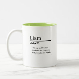 Caneca De Café Em Dois Tons Liam, Definição de Nome Personalizado de Menino