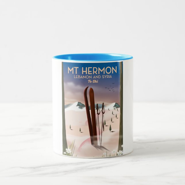 Caneca De Café Em Dois Tons Líbano e Síria Mt Hermon Ski (Centro)