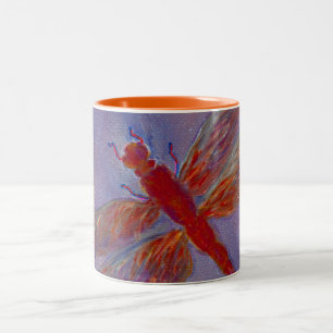 Caneca De Café Em Dois Tons Libélula brilhante do reflexo