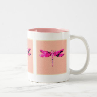 Caneca De Café Em Dois Tons Libélula da consciência do cancro da mama