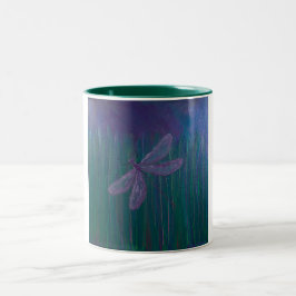 Caneca De Café Em Dois Tons Libélula violeta do Shimmer