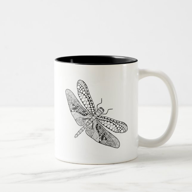 Caneca De Café Em Dois Tons Libélula Zendoodle (Direita)