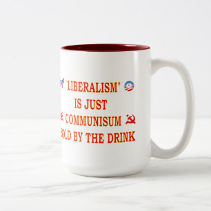 CANECA DE CAFÉ EM DOIS TONS LIBERALISMO É APENAS COMUNISMO