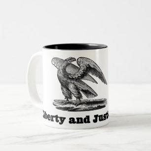Caneca De Café Em Dois Tons Liberdade E Justiça Águia Americana Arte Patrió