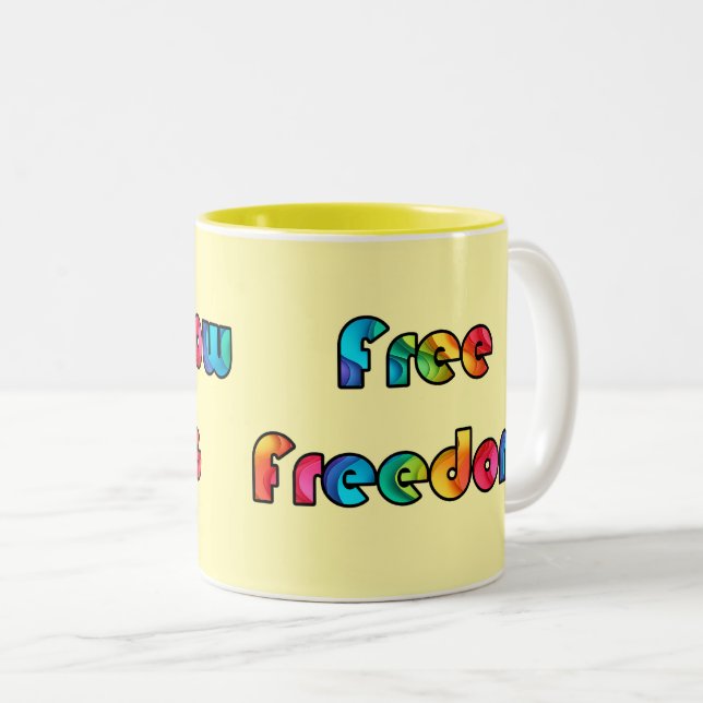 Caneca De Café Em Dois Tons liberdade livre (Frente Esquerda)