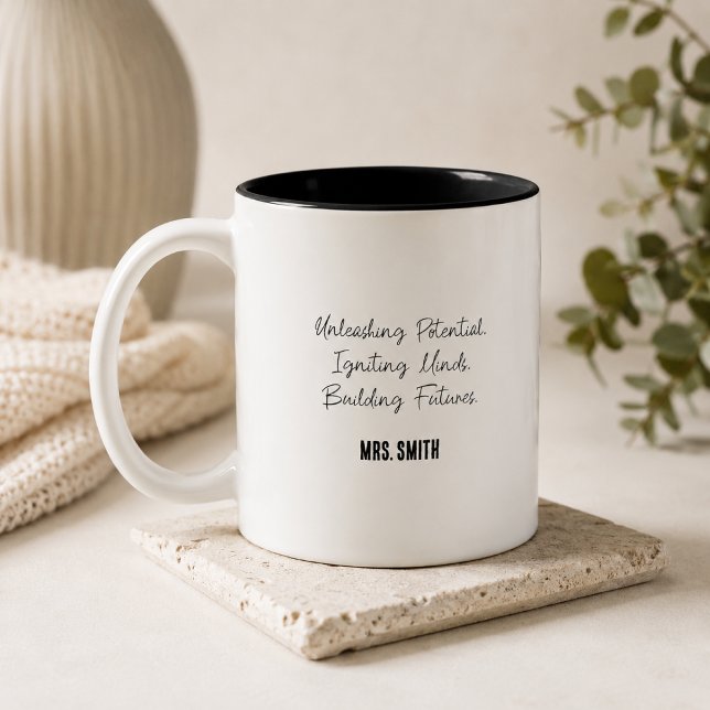 Caneca De Café Em Dois Tons Libertando o Potencial Incitando Mentes  (Criador carregado)