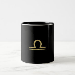 Caneca De Café Em Dois Tons LIBRA Ouro Setembro Outubro Astrologia do Aniversá