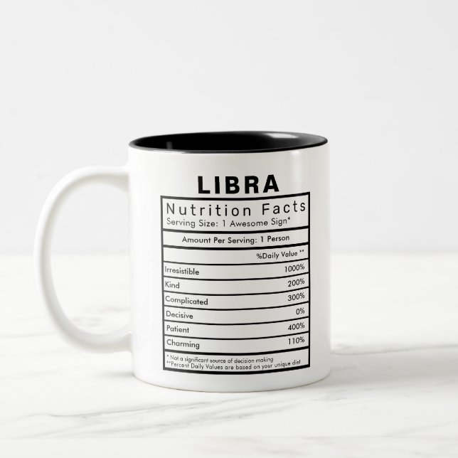 Caneca De Café Em Dois Tons Libra Star Sign Nutrition Facts Statistics Engraça (Esquerda)