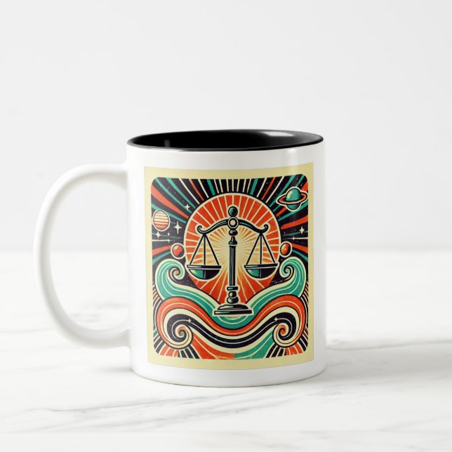 Caneca De Café Em Dois Tons Libra Zodiac - Café (Esquerda)