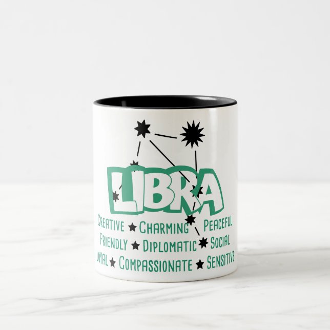 Caneca De Café Em Dois Tons Libra Zodiac - Sinal Traço (Centro)