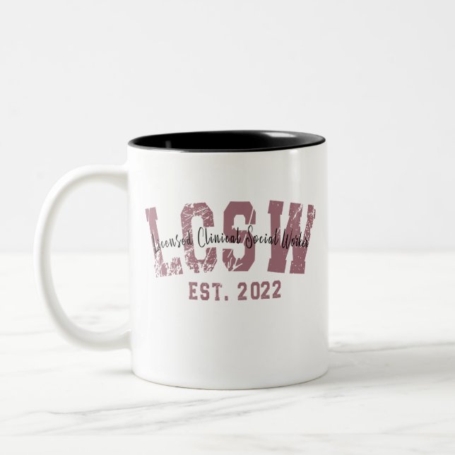 Caneca De Café Em Dois Tons Licenciado para Graduação em LCSW 2022 Trabalho Cl (Esquerda)