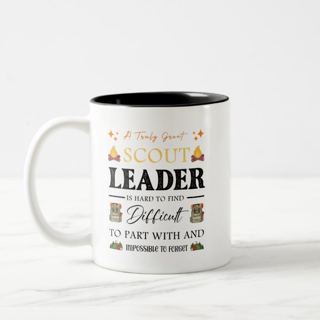 Caneca De Café Em Dois Tons Líder escoteiro do Campo Natureza Rapaz e Menina  (Esquerda)