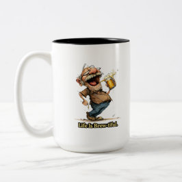 Caneca De Café Em Dois Tons Life Is Brew-tiful Funny Beer Cartoon Tee