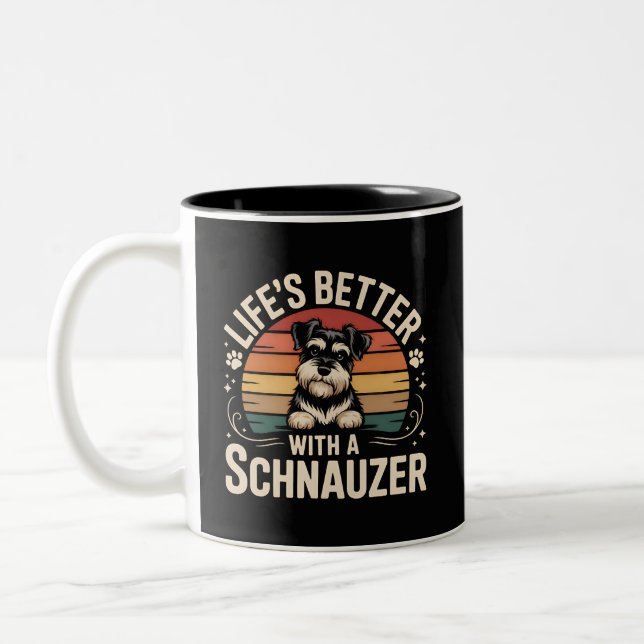 Caneca De Café Em Dois Tons Life's Better With A Schnauzer (Esquerda)