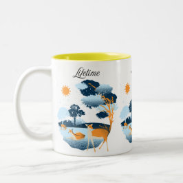 Caneca De Café Em Dois Tons "Lifetime Deer Scenery Mug Design"