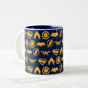 Caneca De Café Em Dois Tons Liga da Justiça  Linha de Símbolos de Equipe Est