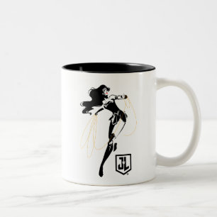 Caneca De Café Em Dois Tons Liga da Justiça  Mulher Maravilha Com Pop De Laç