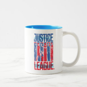 Caneca De Café Em Dois Tons Liga da Justiça  Pop de Arte Azul e Vermelho