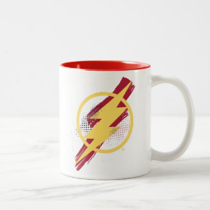 Caneca De Café Em Dois Tons Liga da Justiça  Símbolo Flash Pincel e Meio-Ton