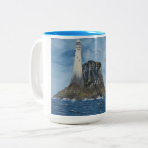 Caneca De Café Em Dois Tons Lighthouse Fastnet, Irlanda, mar da Irlanda,