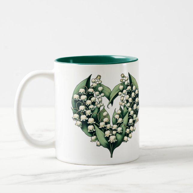 Caneca De Café Em Dois Tons Lily do Vale Heart Wreath (Esquerda)