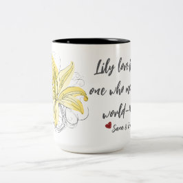 Caneca De Café Em Dois Tons Lily Love Floral Mug - Mamãe Gift