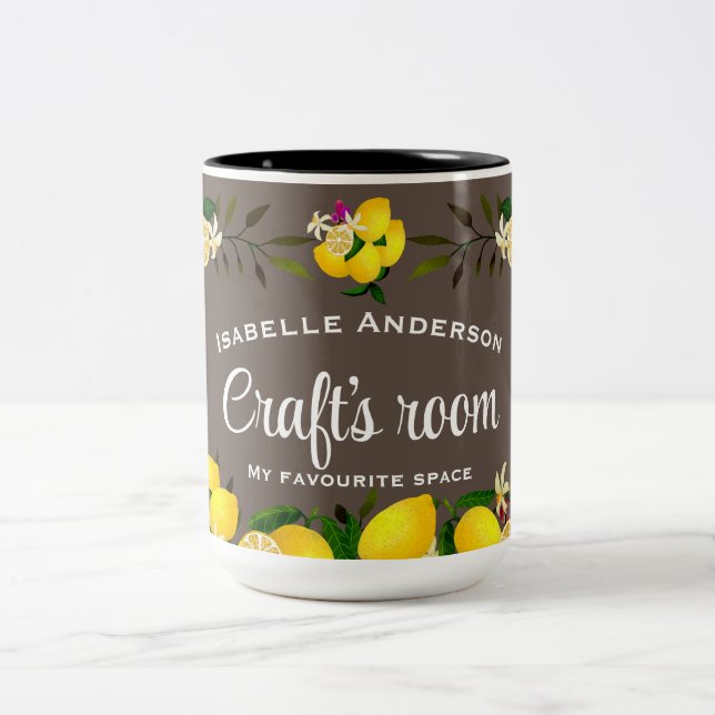 Caneca De Café Em Dois Tons Limão Artesanato Brown (Centro)