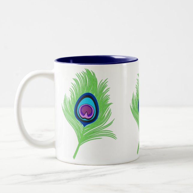 Caneca De Café Em Dois Tons Limão e Pavão Azul (Esquerda)