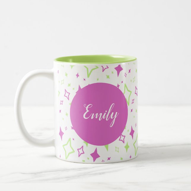 Caneca De Café Em Dois Tons Limão Purple Mug Personalizado com Estrelas (Esquerda)