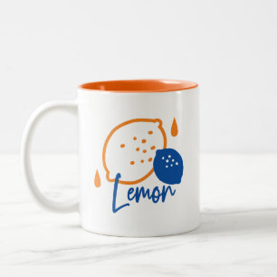 Caneca De Café Em Dois Tons Limon Line Art minimalista - Fruta moderna de citr
