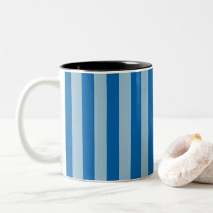 Caneca De Café Em Dois Tons Limonada Azul Elétrica e Listras Verticais Aquamar
