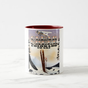 Caneca De Café Em Dois Tons Limpo Creek, poster de Esqui do Colorado.