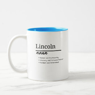 Caneca De Café Em Dois Tons Lincoln, Definição de Nome Personalizado de Menino