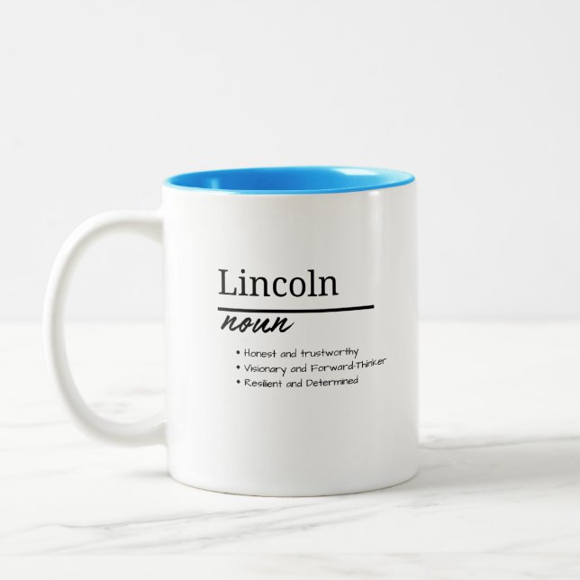 Caneca De Café Em Dois Tons Lincoln, Definição de Nome Personalizado de Menino (Esquerda)