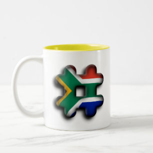 Caneca De Café Em Dois Tons Linda África do Sul Hashtag Flag Art
