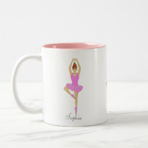 Caneca De Café Em Dois Tons Linda bailarina vestida de rosa claro
