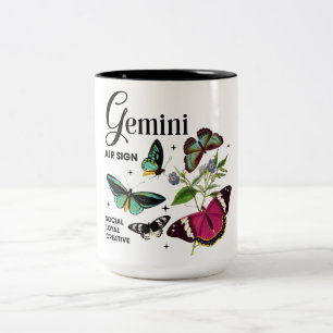 Caneca De Café Em Dois Tons Linda borboleta - Traços odíacos/Gemini