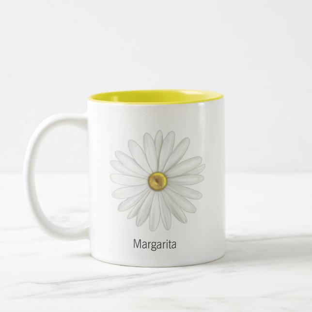 Caneca De Café Em Dois Tons Linda daisy Flower em branco (Esquerda)